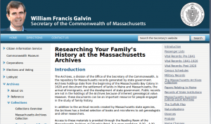 Le site des archives du Massachusetts